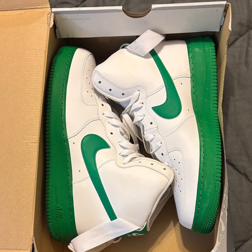 White and Green Shoes Nike Air Force 1 high